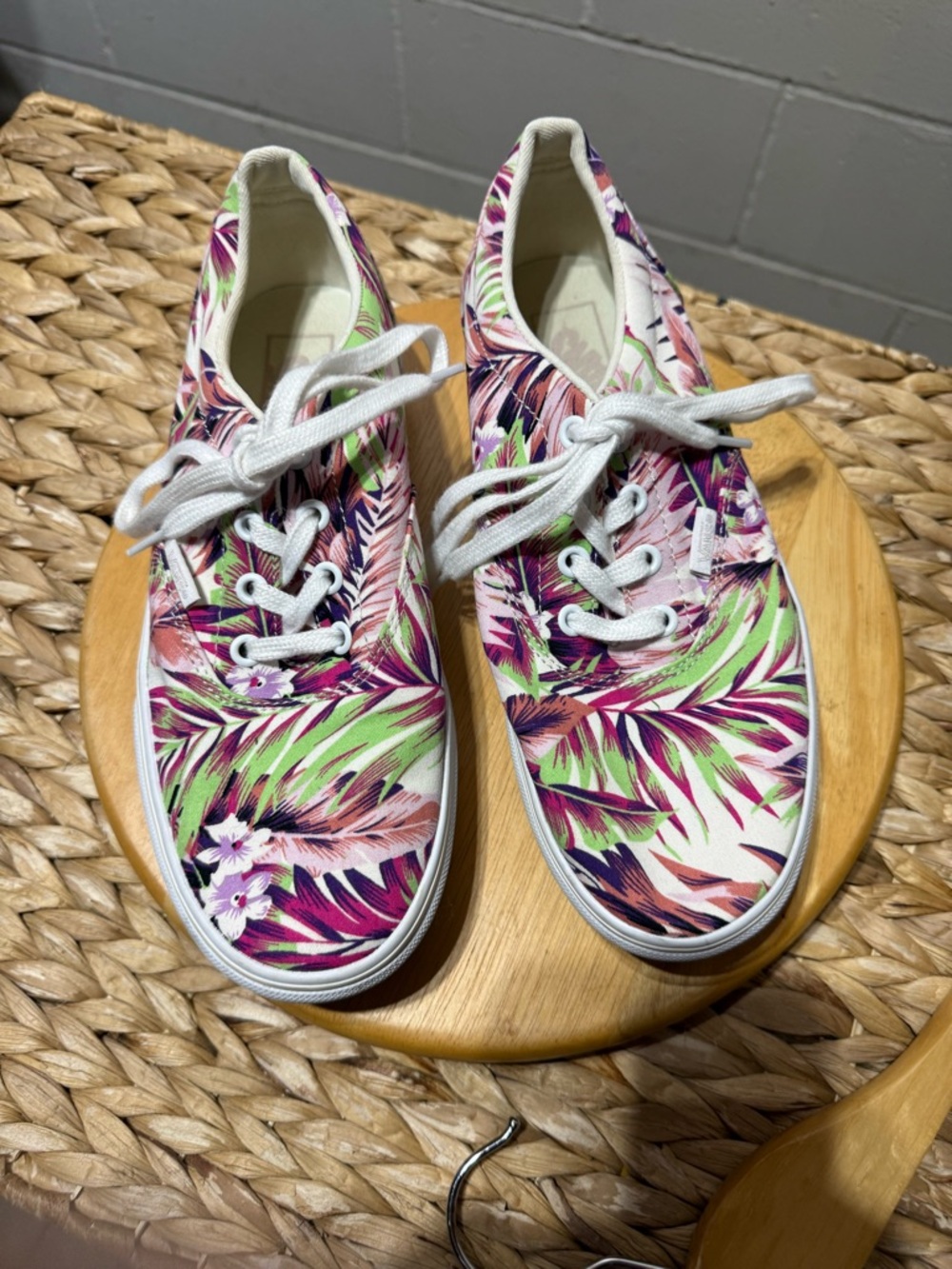 Vans Tropical Leaf Canvas Sneakers - Pink, Green & Purple